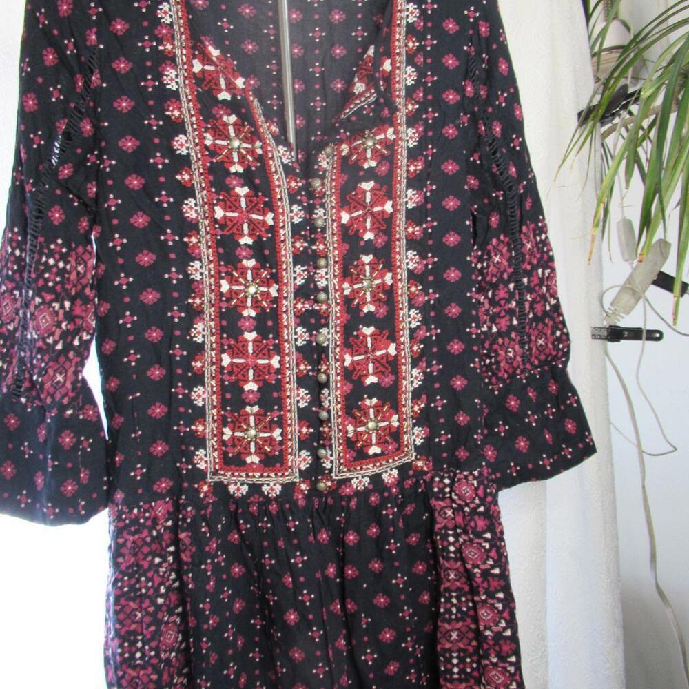 Anthropologie Women's Black and Multi Dress